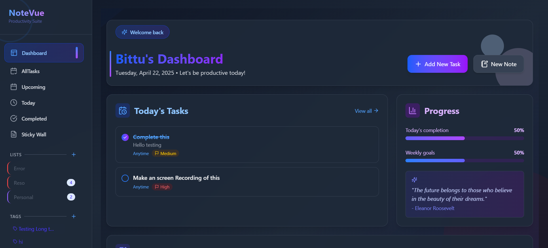 NoteVue - Todo & Notes App screenshot 1