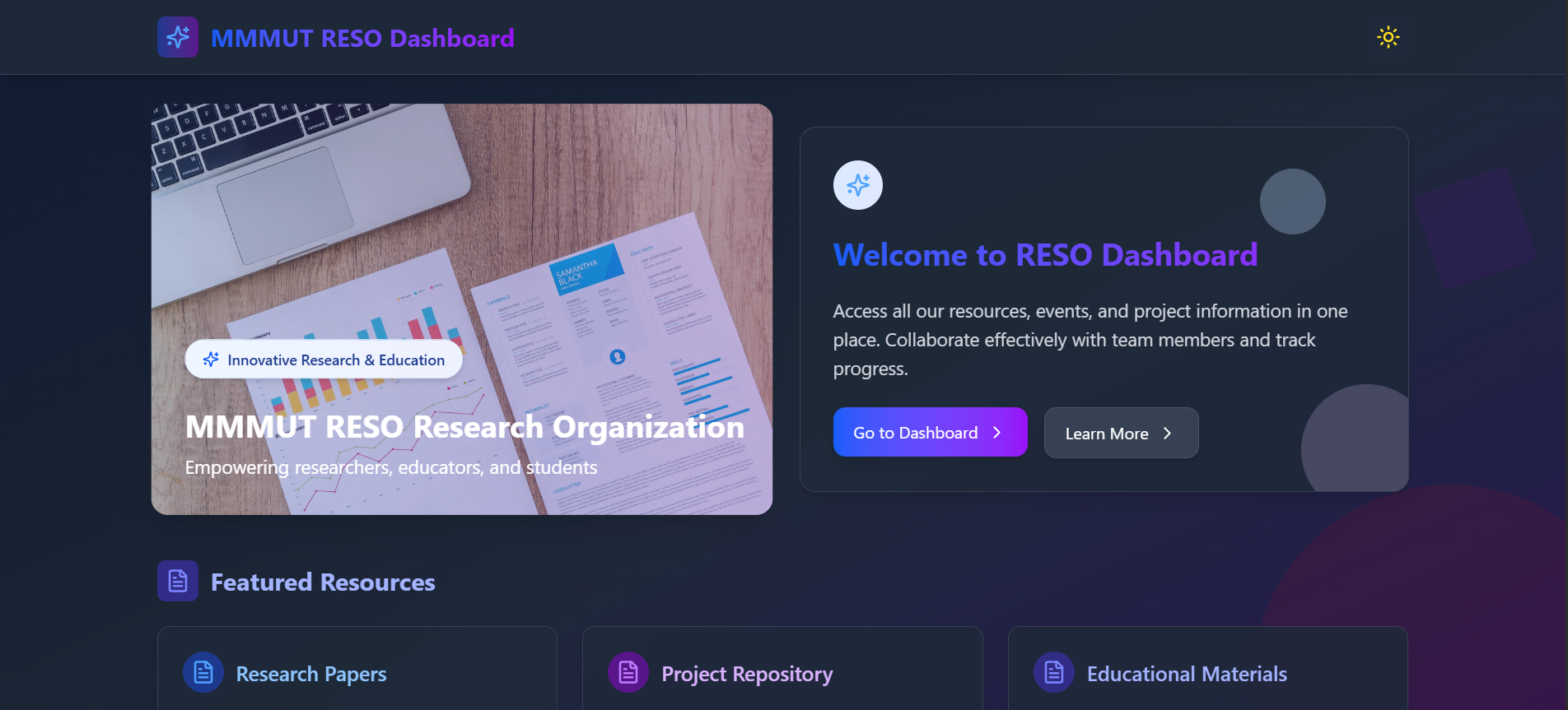 Reso Working Dashboard screenshot 1